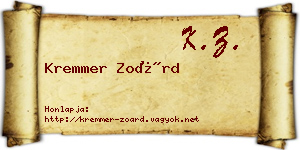 Kremmer Zoárd névjegykártya